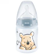 Butelki dla niemowląt - NUK Butelka FC+ z PP 150ml seria DISNEY KUBUŚ PUCHATEK ze wskaźnikiem temperatury (0-6mc-a, smoczek SILIKON do mleka) niebieska - KUBUŚ 743932B - miniaturka - grafika 1