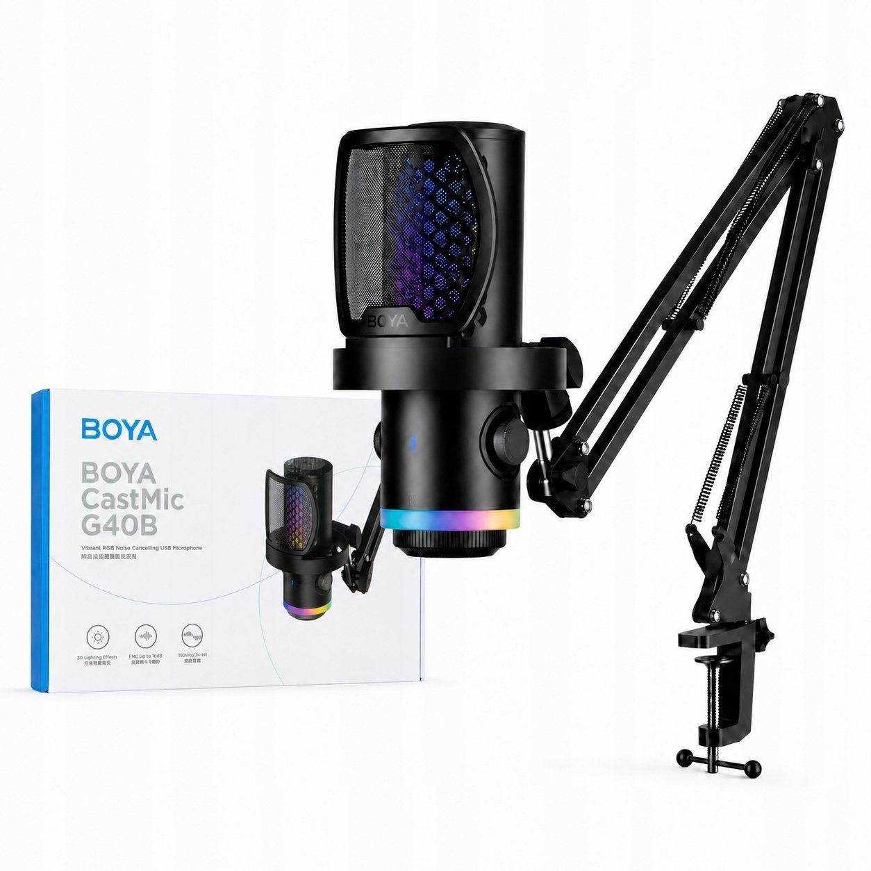 Mikrofon Boya gamingowy BOYA CastMic G40B z ramieniem przewodowy USB-C