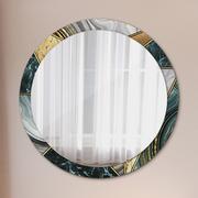 Lustra - Lustro z nadrukiem dekoracyjne okrągłe Marmur agat i złoto - miniaturka - grafika 1