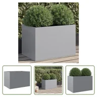 Donice - The Living Store Donica - srebrna - 62x40x39 cm - stal galwanizowana - Doniczka - miniaturka - grafika 1