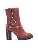 Kozaki damskie - Mustang Botki 1363-505 Czerwony - miniaturka - grafika 1