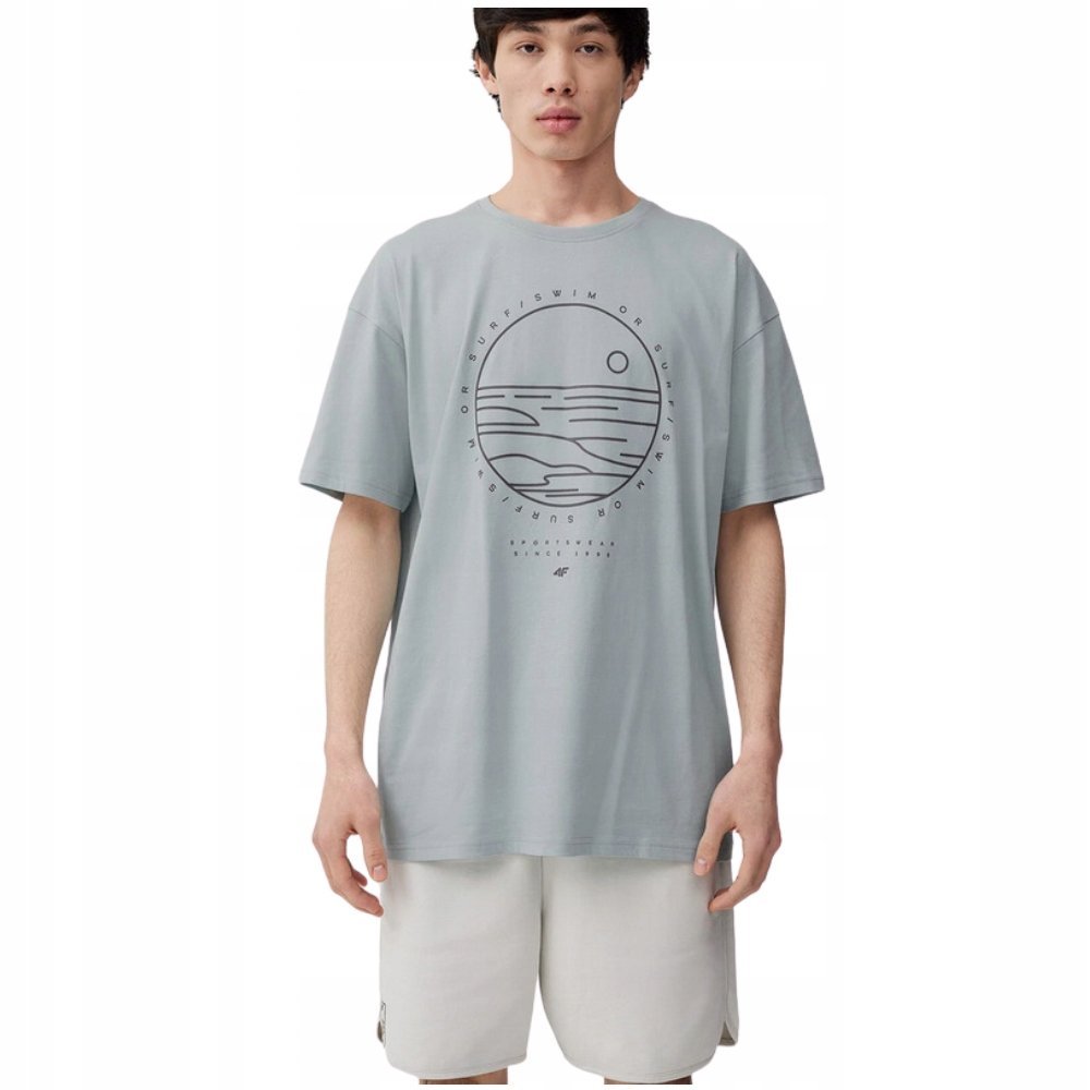 4F Koszulka Męska Ttshm365 Miętowa Rozmiar L