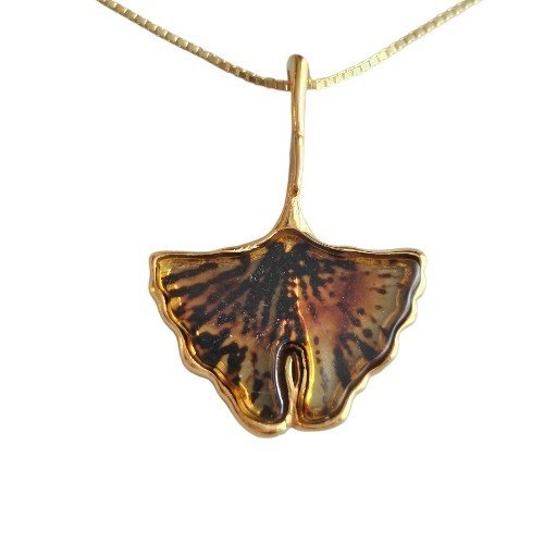 ankabizuteria.pl Srebrna zawieszka pozłacana LIŚĆ MIŁORZĘBU z grawero