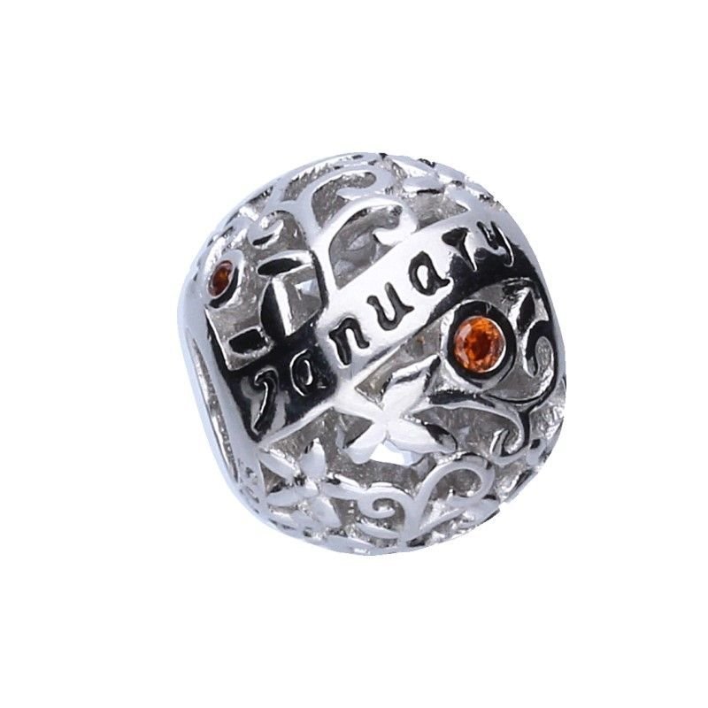 Zawieszka Bead na Bransoletę 3mm Srebro 925 Rodowanego z Cyrkoniami Garnet