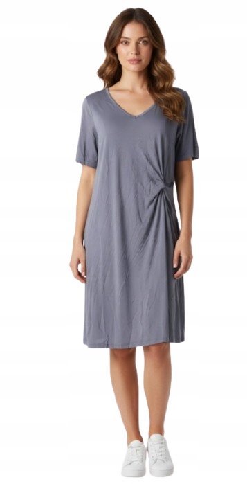 PIECES SZARA SUKIENKA Z POŁĄCZENIEM NA BOKU I DEKOLTEM V XL 6BA