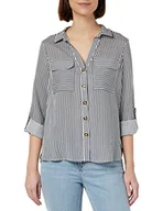 Bluzki damskie - VERO MODA Damska bluzka Vmbumpy L/S New Noos Ptt, Snow White/Stripes:India Ink - miniaturka - grafika 1