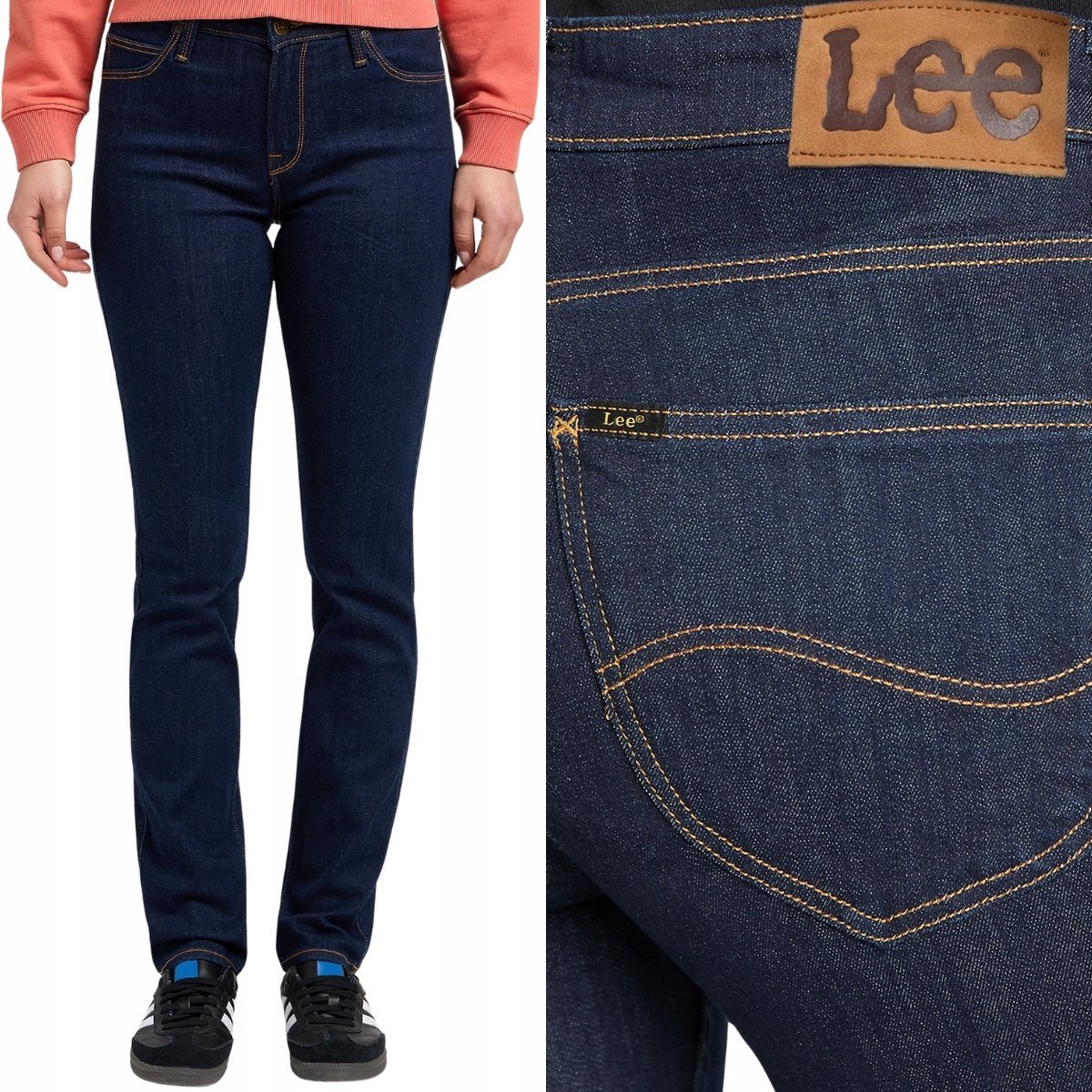 Lee ELLY slim One Wash dopasowane damskie proste spodnie jeansowe W29 L31