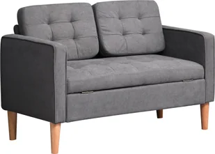 HOMCOM sofa 2-osobowa sofa materiałowa sofa dwuosobowa wyjmowana z poduszkami drewno kauczukowe bawełna szara 111 x 62 x 78 cm - Sofy i kanapy HOMCOM sofa 2-osobowa sofa materiałowa sofa dwuosobowa wyjmowana z poduszkami drewno kauczukowe bawełna szara 111 x 62 x 78 cm - Sofy i kanapy - miniaturka - grafika 1