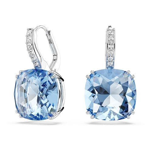 Swarovski Millenia Kolczyki Wiszące, Szlif Poduszkowy, Niebieski, Powlekany Rodem