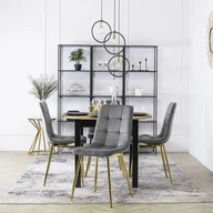 Krzesła - Zestaw 4x Krzesło Tapicerowane do Salonu YORK Szare Welurowe Nowoczesne Loft - miniaturka - grafika 1