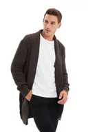 Swetry męskie - Trendyol Męski zwykły podstawowy szal kołnierz dzianina kardigan, Brązowy, S - miniaturka - grafika 1