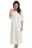 Bielizna nocna - Długa bawełniana koszula nocna z guzikami Lea ecru 3XL - miniaturka - grafika 1