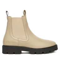 Botki damskie - Sztyblety Tommy Hilfiger Lthr Low Chelsea FW0FW08775 Écru - miniaturka - grafika 1