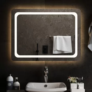 vidaXL Lustro łazienkowe z LED, 80x60 cm - Lustra - miniaturka - grafika 1