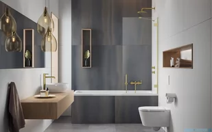 Radaway Essenza Pro Brushed Gold Pnj II parawan nawannowy 100cm L/P szczotkowane złoto 10101100-99-01 - Akcesoria do armatury i ceramiki - miniaturka - grafika 2
