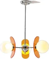 Lampy sufitowe - Żyrandol skandynawski, wielogłowicowa lampa wisząca, elegancka konstrukcja z metalu i szkła, 3 głowice w kolorze pomarańczowym, trójkolorowe ściemnianie - miniaturka - grafika 1