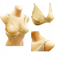 Biustonosze ciążowe - Biustonosz Ciążowy Do Karmienia Beżowy Stanik Miękki r. 38/85C Wygodny - miniaturka - grafika 1