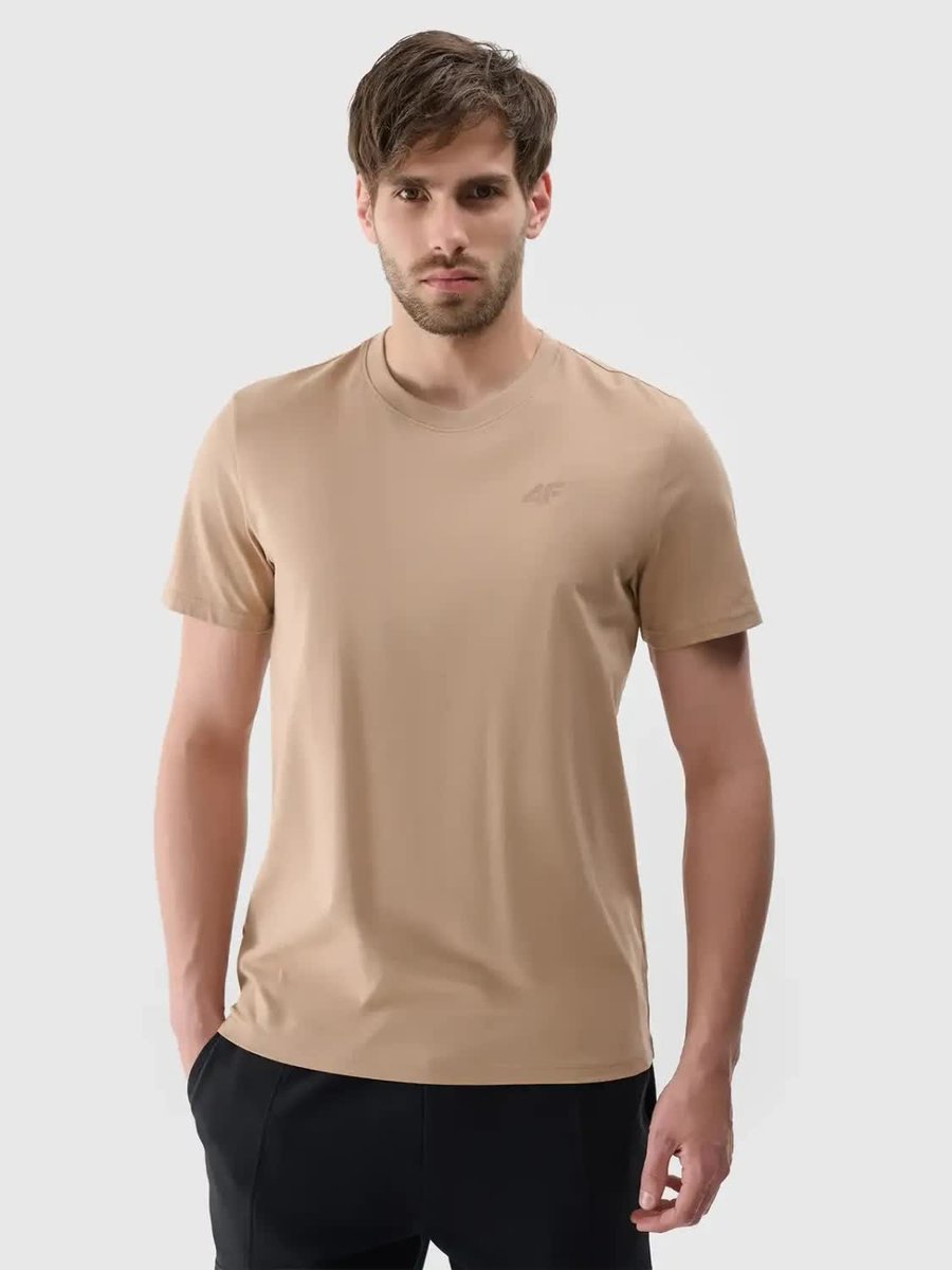 4F Koszulka męska t-shirt bawełniany 4FWSS25TTSHM2074-83S Brązowy Roz. L
