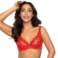 Biustonosze - Biustonosz Usztywniany Miękki Ozdobne Ramiączka Codzienny Bra Czerwony 75C - miniaturka - grafika 1