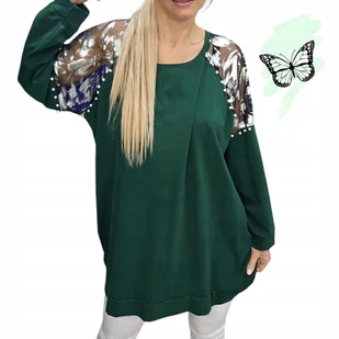 ELEGANCKA TUNIKA BAWEŁNIANA bluzka perły srebro luźna bluza 54 56 7XL 3208 - Bluzki damskie - miniaturka - grafika 1