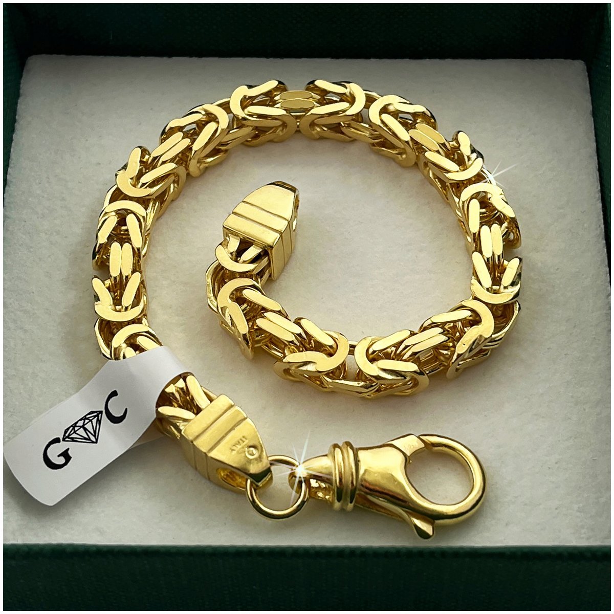 ELEGANCKA GRUBA BRANSOLETKA MĘSKA POZŁACANA SPLOT KRÓLEWSKI 24cm SREBRO 925