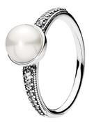 Pierścionki - Pandora Srebrny pierścionek z perłą i cyrkoniami - miniaturka - grafika 1