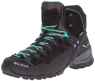 Buty trekkingowe damskie - Salewa damskie buty trekkingowe Mid-Gore Tex Alp Trainer, czarne/turkusowe - grafika 1