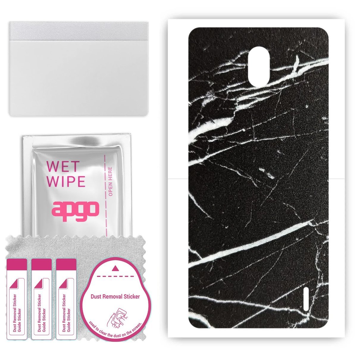 Folia naklejka skórka strukturalna na TYŁ do Nokia 1 Plus - Marmur Ciemny - apgo SKINS