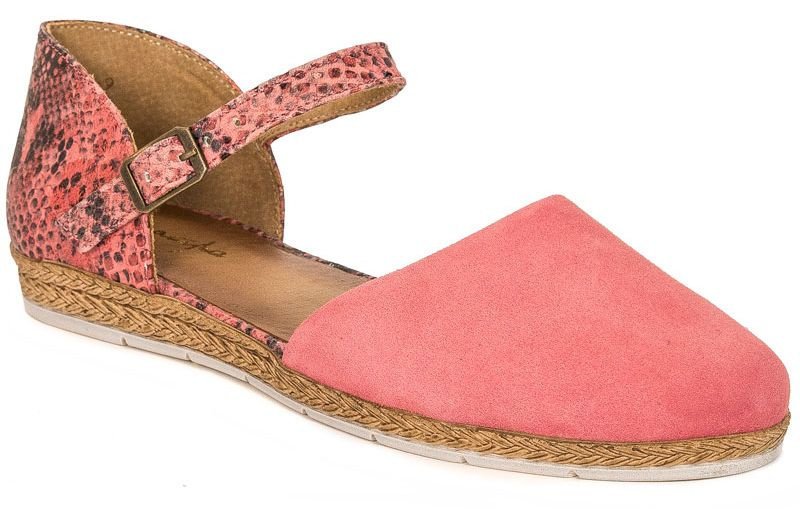 Maciejka Półbuty damskie skórzane koralowe-36