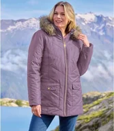 Kurtki damskie - Pikowana kurtka z kapturem z imitacją futerka Kobieta Atlas For Men - Kolor : Fioletowy - Rozmiar : 36/38 - miniaturka - grafika 1