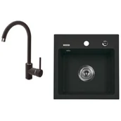 Zlewozmywaki z baterią - DEANTE Zestaw DEANTE ZQZA2103 zlew ZORBA + bateria NEMEZJA (kolor GRAFITOWY) ZQZA2103 - miniaturka - grafika 1