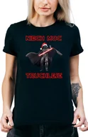 Koszulki i topy damskie - T-SHIRT DAMSKI NADRUK ŚWIĘTA STAR WARS ŚWIĄTECZNA KOSZULKA CZARNA R-L  MODEL  A471 - miniaturka - grafika 1