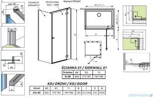 Radaway Essenza Kdj kabina 80x80cm prawa szkło przejrzyste 1385043-01-01R/1384051-01-01 - Kabiny prysznicowe - miniaturka - grafika 2