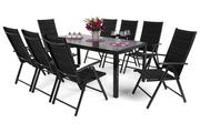 Meble ogrodowe - Meble ogrodowe aluminiowe Ibiza 185 cm Black / Black 8+1 - miniaturka - grafika 1