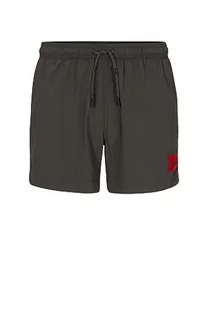 HUGO Męskie szorty kąpielowe Dominica szybkoschnące z czerwonym logo, Dark Grey23., XXL - Kąpielówki męskie - miniaturka - grafika 1