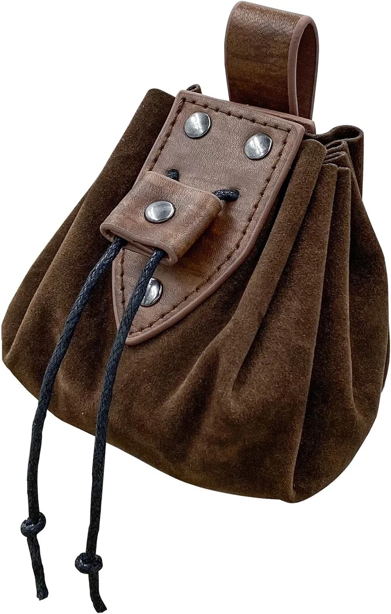 Średniowieczna torba skórzana na pasek 10 cm, brązowa, LARP