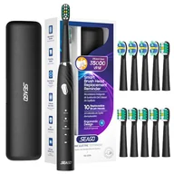 Szczoteczki elektryczne - Seago soniczna szczoteczka do zębów SG-2316 czarna ,10 końcówek + etui - miniaturka - grafika 1