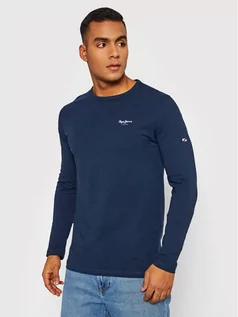 Bluzy męskie - Pepe Jeans Longsleeve Original Basic 2 PM508211 Granatowy Slim Fit - grafika 1