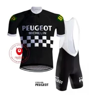 Koszulki rowerowe - Camisola de ciclismo retro Peugeot Preto - REDTED - miniaturka - grafika 1