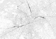 Fototapety - Nice Wall Warszawa - mapa w odcieniach szarości - fototapeta 366x254 FXL3337 - miniaturka - grafika 1