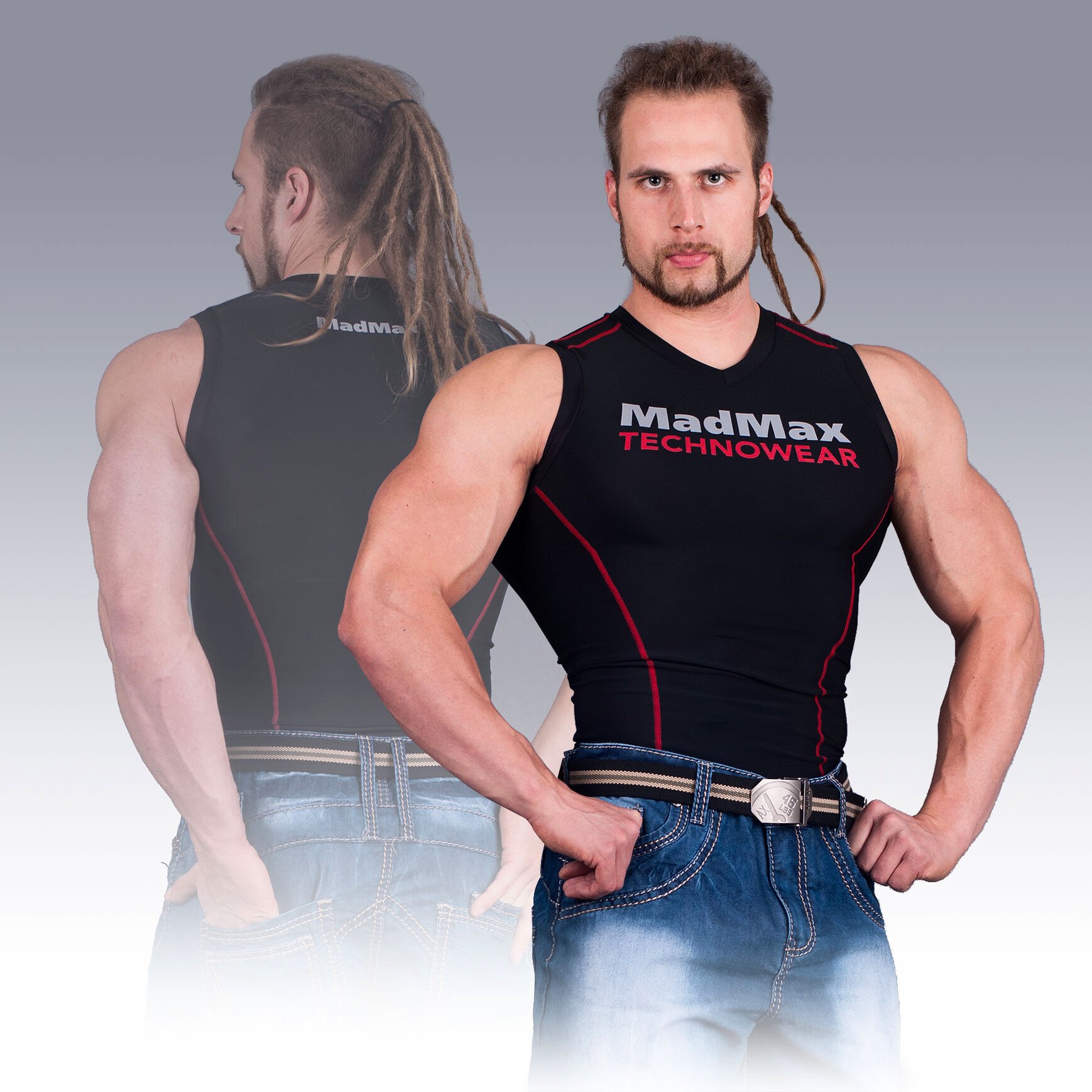 Koszulka męska MadMax MSW904 Black/Red XL