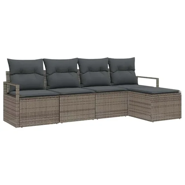 Modułowy Zestaw Sofy Ogrodowej dla 4 Osób, Polirattan, Szary, 60 cm Głę