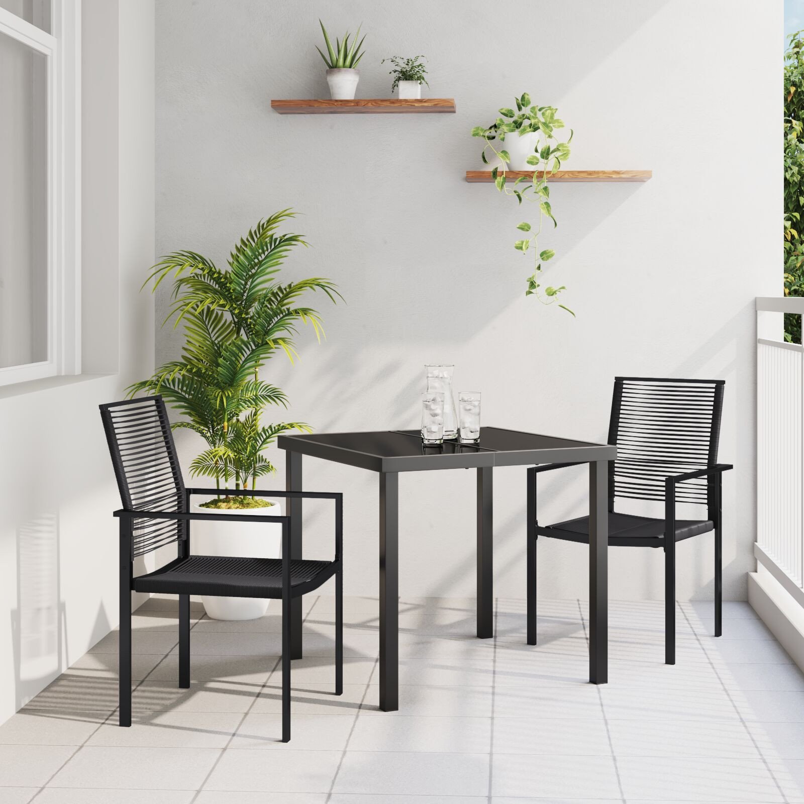 vidaXL 3-częściowy zestaw mebli ogrodowych Czarny Rattan PVC 3379163