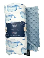 Koce i narzuty dla dzieci - La Millou Lekki Kocyk Minky - M - White Moby - Wind Blue - miniaturka - grafika 1