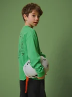 Koszulki dla chłopców - 4F Longsleeve loose z nadrukiem chłopięcy - zielony 158/164 (12-14 lat) - miniaturka - grafika 1