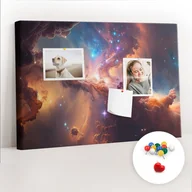 Tablice i flipcharty - Szkolna Tablica korkowa 60x40 cm, Kolorowe Pinezki, wzór Świat gwiazdy kosmos - miniaturka - grafika 1