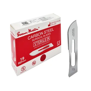 Ostrze chirurgiczne 19 sterylne 100szt stal węglowa Swann-Morton - Meble i wyposażenie gabinetów medycznych - miniaturka - grafika 1