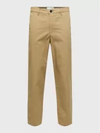 Spodnie męskie - Selected Homme Spodnie materiałowe X-Miles 16085174 Brązowy Slim Tapered Fit - miniaturka - grafika 1