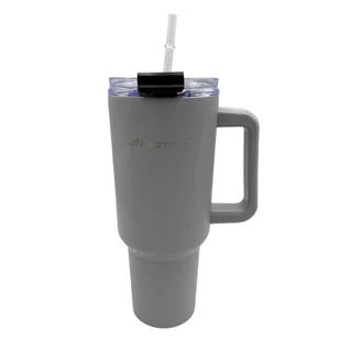 STALOWY KUBEK TERMICZNY TERMOS 1200ml Z RĄCZKĄ I SŁOMKĄ KM-2173 - Kubki termiczne - miniaturka - grafika 1