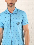 Piżamy męskie - maryplaid Piżama w kolorze błękitno-niebieskim - miniaturka - grafika 1